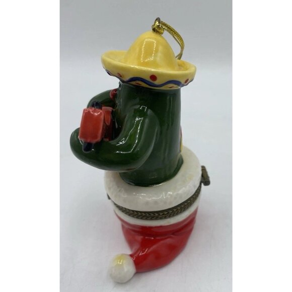 Papa Noel Sombrero Snowman Ornament Trinket Box Guitar Mexican Christmas Holiday - Picture 2 of 12